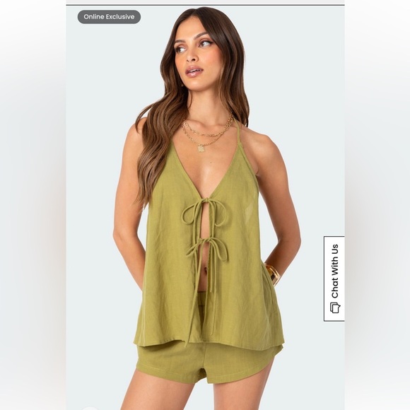 Edikted Olive Green Tank Top - Picture 1 of 7